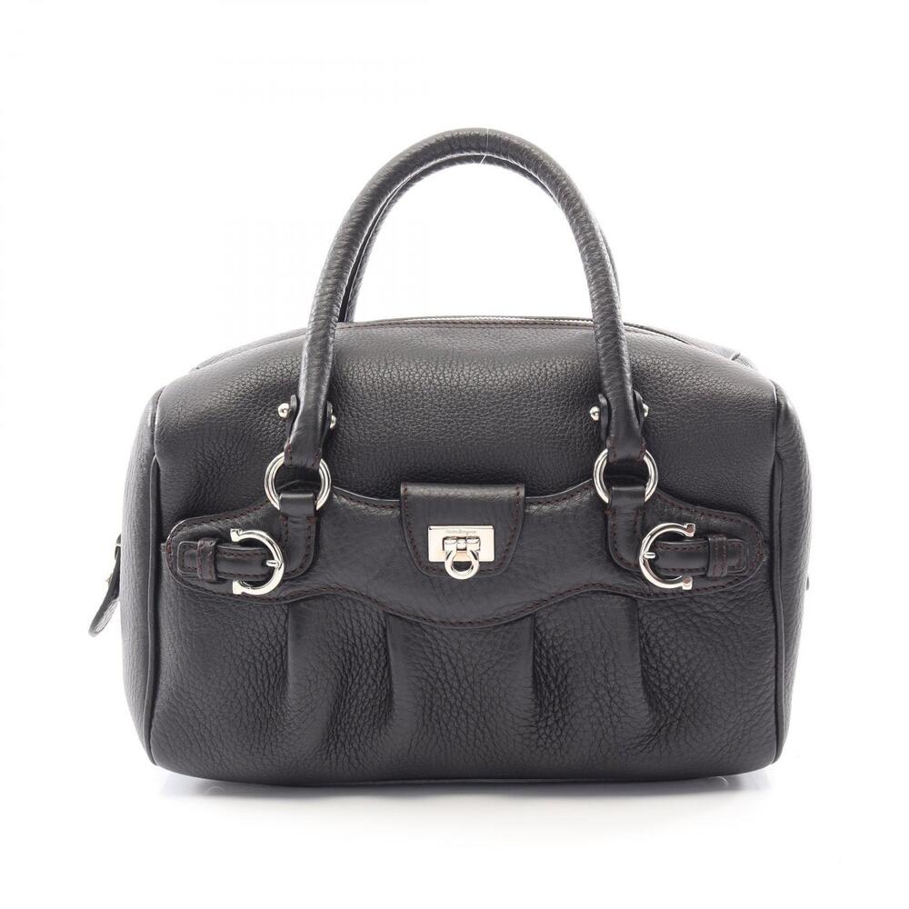 Salvatore Ferragamo Gancini Handbag Leather Black
